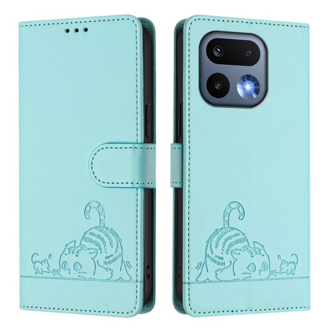Cat Rat Embossed Pattern RFID Leather Phone Case with Lanyard, For Realme 16 Pro 5G Global, For Realme Note 70 4G / 70T 4G, For Realme C85 5G / 15x 5G India, For Realme P4 Pro 5G
