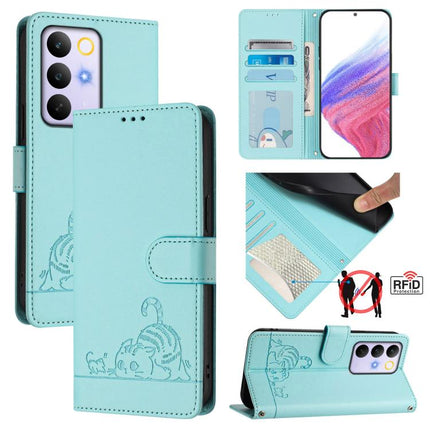 Cat Rat Embossed Pattern RFID Leather Phone Case with Lanyard, For Realme Note 80 4G Global, For Realme C83 5G India / C85 5G, For Realme 16 5G Global, For Realme 16 Pro+ 5G Global