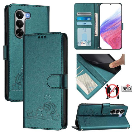 Cat Rat Embossed Pattern RFID Leather Phone Case with Lanyard, For Realme P4x 5G / OnePlus Nord CE6 Lite, For Realme 16T 5G Global, For Realme C100 5G / C85 5G Global, For Realme P4 Power 5G