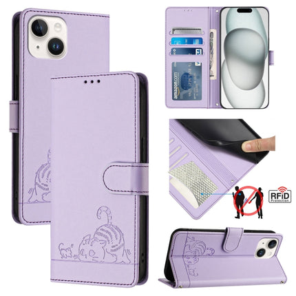 Cat Rat Embossed Pattern RFID Leather Phone Case with Lanyard, For iPhone 13 mini, For iPhone 12/12 Pro, For iPhone 12 Pro Max, For iPhone 12 mini