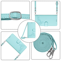 Cat Rat Embossed Pattern RFID Leather Phone Case with Lanyard