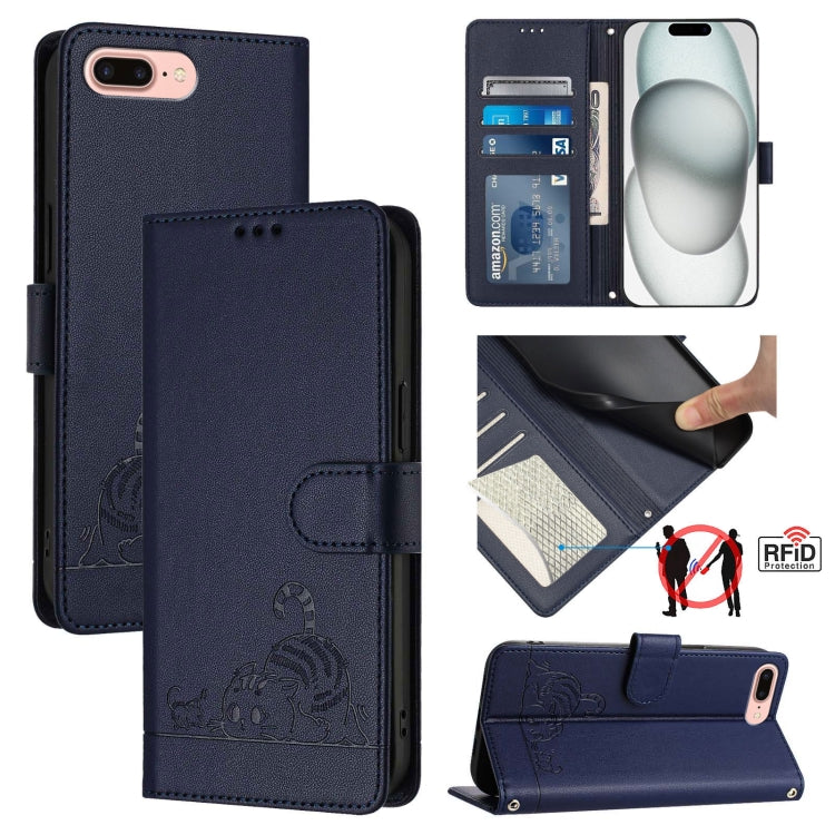 Cat Rat Embossed Pattern RFID Leather Phone Case with Lanyard