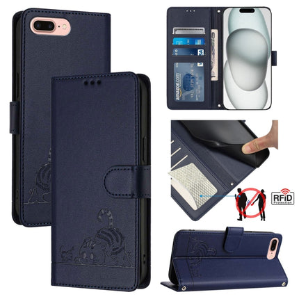 Cat Rat Embossed Pattern RFID Leather Phone Case with Lanyard, For iPhone XR, For iPhone XS Max, For iPhone 8 Plus / 7 Plus