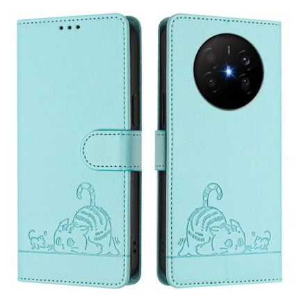 Cat Rat Embossed Pattern RFID Leather Phone Case with Lanyard, For Huawei Mate 70 Air 5G, For Huawei Enjoy 80s 4G, For Huawei nova 14 Ultra 5G, For Huawei nova 14 Pro 5G