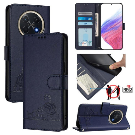 Cat Rat Embossed Pattern RFID Leather Phone Case with Lanyard, For Huawei nova 14 Lite 5G / nova 15 / 16z, For Huawei nova 16 5G, For Huawei Pura 90 Pro Max 5G, For Huawei Pura 90 Pro 5G