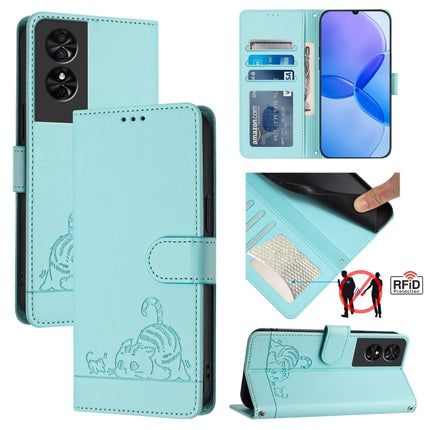 Cat Rat Embossed Pattern RFID Leather Phone Case with Lanyard, For TCL 50 XE, For TCL 50 SE, For TCL 501, For TCL 505