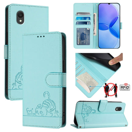 Cat Rat Embossed Pattern RFID Leather Phone Case with Lanyard, For TCL 60 SE NxtPaper / 605, For TCL 50 Pro NxtPaper, For TCL 50 LE 5G, For TCL 201
