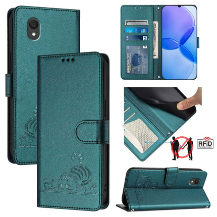 Cat Rat Embossed Pattern RFID Leather Phone Case with Lanyard, For TCL 60 SE NxtPaper / 605, For TCL 50 Pro NxtPaper, For TCL 50 LE 5G, For TCL 201