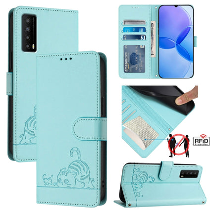 Cat Rat Embossed Pattern RFID Leather Phone Case with Lanyard, For TCL Stylus 5G, For TCL 303, For TCL 30T T603DL, For TCL 30Z T602DL