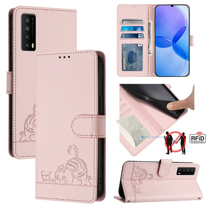 Cat Rat Embossed Pattern RFID Leather Phone Case with Lanyard, For TCL Stylus 5G, For TCL 303, For TCL 30T T603DL, For TCL 30Z T602DL
