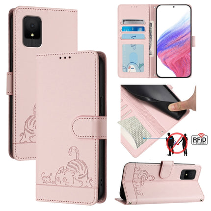 Cat Rat Embossed Pattern RFID Leather Phone Case with Lanyard, For TCL 502, For TCL 405 / 406 / 408, For TCL 40 XL / 40 T T608DL, For TCL 40 SE