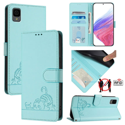Cat Rat Embossed Pattern RFID Leather Phone Case with Lanyard, For TCL Stylus 5G, For TCL 303, For TCL 30T T603DL, For TCL 30Z T602DL