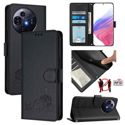 Cat Rat Embossed Pattern RFID Leather Phone Case with Lanyard, For TCL 60 SE NxtPaper / 605, For TCL 50 Pro NxtPaper, For TCL 50 LE 5G, For TCL 201