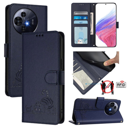 Cat Rat Embossed Pattern RFID Leather Phone Case with Lanyard, For TCL 60 SE NxtPaper / 605, For TCL 50 Pro NxtPaper, For TCL 50 LE 5G, For TCL 201