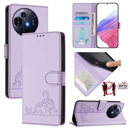 Cat Rat Embossed Pattern RFID Leather Phone Case with Lanyard, For TCL 60 SE NxtPaper / 605, For TCL 50 Pro NxtPaper, For TCL 50 LE 5G, For TCL 201