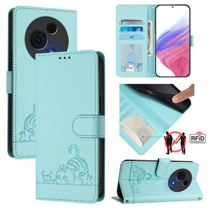 Cat Rat Embossed Pattern RFID Leather Phone Case with Lanyard, For TCL K70 Power 4G / K70 4G, For TCL NxtPaper 70 Pro 5G, For TCL K32 5G / K33, For TCL 60 NxtPaper