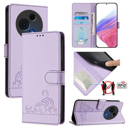 Cat Rat Embossed Pattern RFID Leather Phone Case with Lanyard, For TCL K70 Power 4G / K70 4G, For TCL NxtPaper 70 Pro 5G, For TCL K32 5G / K33, For TCL 60 NxtPaper