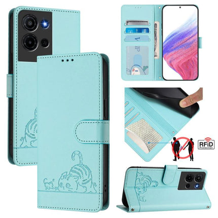 Cat Rat Embossed Pattern RFID Leather Phone Case with Lanyard, For TCL K70 Power 4G / K70 4G, For TCL NxtPaper 70 Pro 5G, For TCL K32 5G / K33, For TCL 60 NxtPaper