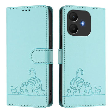 Cat Rat Embossed Pattern RFID Leather Phone Case with Lanyard, For TCL K70 Power 4G / K70 4G, For TCL NxtPaper 70 Pro 5G, For TCL K32 5G / K33, For TCL 60 NxtPaper