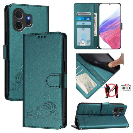 Cat Rat Embossed Pattern RFID Leather Phone Case with Lanyard, For TCL K70 Power 4G / K70 4G, For TCL NxtPaper 70 Pro 5G, For TCL K32 5G / K33, For TCL 60 NxtPaper