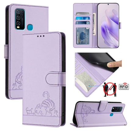 Cat Rat Embossed Pattern RFID Leather Phone Case with Lanyard, For vivo Y30 4G Global, For vivo Y19 / U3 / Y5S / Z5i / U20, For vivo Y17 / Y15 / Y12 / Y11, For vivo Y35 4G Global