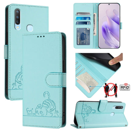 Cat Rat Embossed Pattern RFID Leather Phone Case with Lanyard, For vivo Y30 4G Global, For vivo Y19 / U3 / Y5S / Z5i / U20, For vivo Y17 / Y15 / Y12 / Y11, For vivo Y35 4G Global