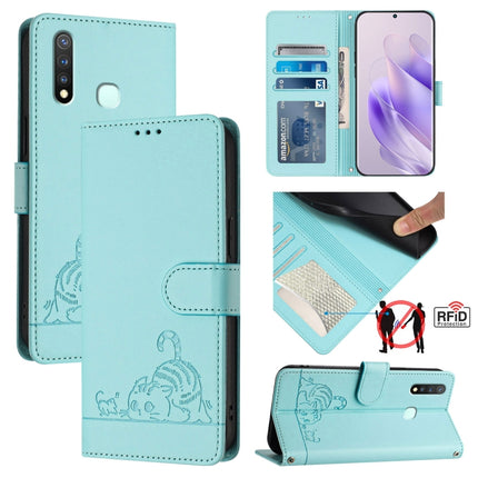 Cat Rat Embossed Pattern RFID Leather Phone Case with Lanyard, For vivo Y30 4G Global, For vivo Y19 / U3 / Y5S / Z5i / U20, For vivo Y17 / Y15 / Y12 / Y11, For vivo Y35 4G Global