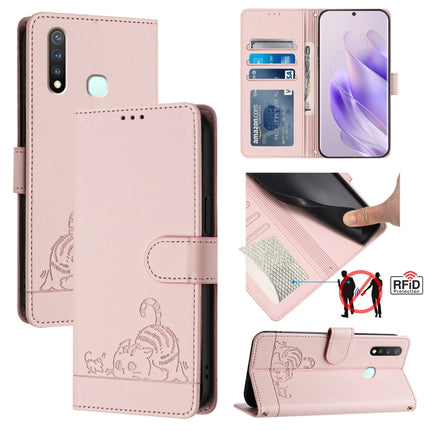 Cat Rat Embossed Pattern RFID Leather Phone Case with Lanyard, For vivo Y30 4G Global, For vivo Y19 / U3 / Y5S / Z5i / U20, For vivo Y17 / Y15 / Y12 / Y11, For vivo Y35 4G Global