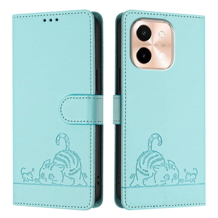 Cat Rat Embossed Pattern RFID Leather Phone Case with Lanyard, For vivo Y28 4G, For vivo Y38 5G, For vivo Y20 / Y20i / Y20S / Y11S, For vivo Y12S / iQOO U1x
