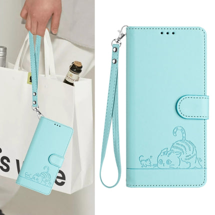 Cat Rat Embossed Pattern RFID Leather Phone Case with Lanyard, For vivo Y300 Pro, For vivo iQOO Z9s Pro 5G India, For vivo S19 Pro, For vivo S19