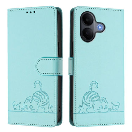 Cat Rat Embossed Pattern RFID Leather Phone Case with Lanyard, For vivo V60 Lite 5G Global, For vivo Y400 5G Global, For vivo Y400 4G, For vivo V60 5G Global