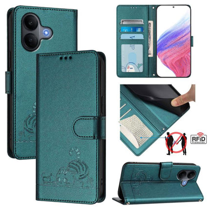 Cat Rat Embossed Pattern RFID Leather Phone Case with Lanyard, For vivo V60 Lite 5G Global, For vivo Y400 5G Global, For vivo Y400 4G, For vivo V60 5G Global
