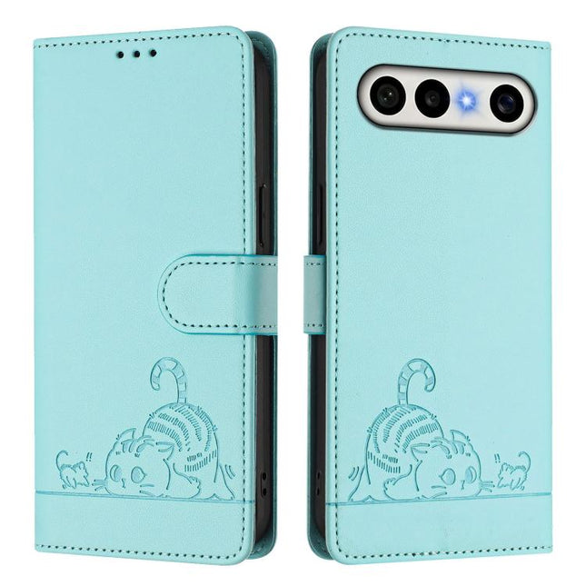Cat Rat Embossed Pattern RFID Leather Phone Case with Lanyard, For vivo X300 FE 5G Zeiss, For vivo X300s 5G, For vivo Y21 5G 2026 / vivo Y05 4G, For vivo V70 FE 5G