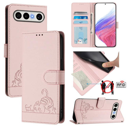 Cat Rat Embossed Pattern RFID Leather Phone Case with Lanyard, For vivo X300 FE 5G Zeiss, For vivo X300s 5G, For vivo Y21 5G 2026 / vivo Y05 4G, For vivo V70 FE 5G