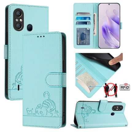 Cat Rat Embossed Pattern RFID Leather Phone Case with Lanyard, For itel P40, For itel S17 S661W / Vision 3, For itel A58 / A49, For itel P17 / A27