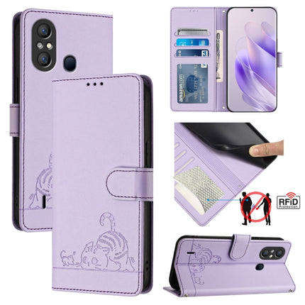 Cat Rat Embossed Pattern RFID Leather Phone Case with Lanyard, For itel P40, For itel S17 S661W / Vision 3, For itel A58 / A49, For itel P17 / A27