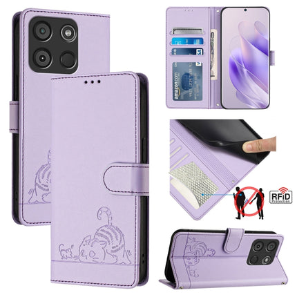 Cat Rat Embossed Pattern RFID Leather Phone Case with Lanyard, For itel A60 / A60S, For itel S23+, For itel S23 S665L, For itel S18 / Vision 5