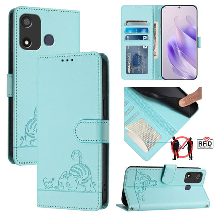 Cat Rat Embossed Pattern RFID Leather Phone Case with Lanyard, For itel P40, For itel S17 S661W / Vision 3, For itel A58 / A49, For itel P17 / A27