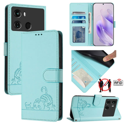 Cat Rat Embossed Pattern RFID Leather Phone Case with Lanyard, For itel P40, For itel S17 S661W / Vision 3, For itel A58 / A49, For itel P17 / A27