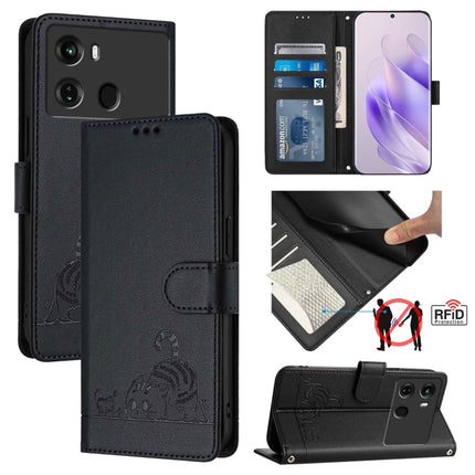 Cat Rat Embossed Pattern RFID Leather Phone Case with Lanyard, For itel P40, For itel S17 S661W / Vision 3, For itel A58 / A49, For itel P17 / A27