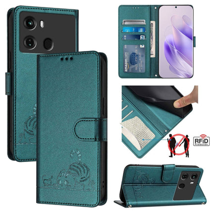 Cat Rat Embossed Pattern RFID Leather Phone Case with Lanyard, For itel P40, For itel S17 S661W / Vision 3, For itel A58 / A49, For itel P17 / A27