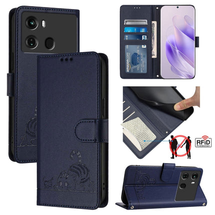Cat Rat Embossed Pattern RFID Leather Phone Case with Lanyard, For itel P40, For itel S17 S661W / Vision 3, For itel A58 / A49, For itel P17 / A27