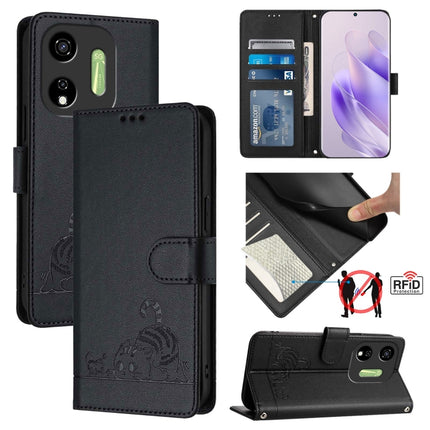 Cat Rat Embossed Pattern RFID Leather Phone Case with Lanyard, For itel A23 Pro / A17, For itel P55 5G, For itel RS4/S666LN, For itel S24