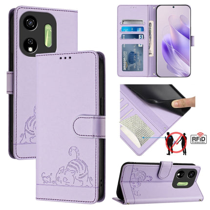 Cat Rat Embossed Pattern RFID Leather Phone Case with Lanyard, For itel A23 Pro / A17, For itel P55 5G, For itel RS4/S666LN, For itel S24