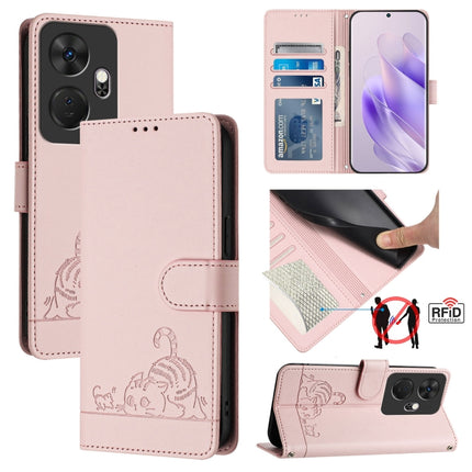 Cat Rat Embossed Pattern RFID Leather Phone Case with Lanyard, For itel P55+, For itel P55 4G, For itel A05s, For itel A70