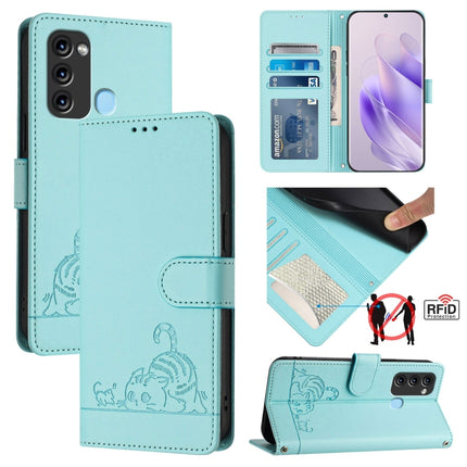 Cat Rat Embossed Pattern RFID Leather Phone Case with Lanyard, For itel P40, For itel S17 S661W / Vision 3, For itel A58 / A49, For itel P17 / A27