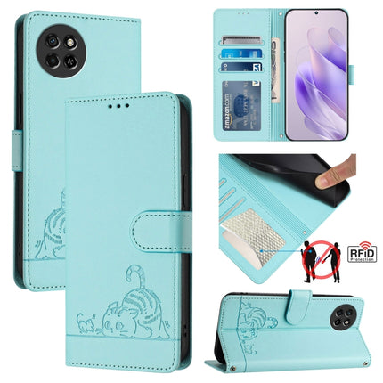 Cat Rat Embossed Pattern RFID Leather Phone Case with Lanyard, For itel A60 / A60S, For itel S23+, For itel S23 S665L, For itel S18 / Vision 5