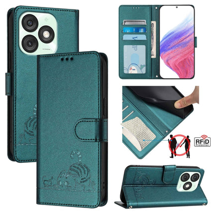 Cat Rat Embossed Pattern RFID Leather Phone Case with Lanyard, For itel Power 70, For itel A80 4G, For itel A50C, For itel A50