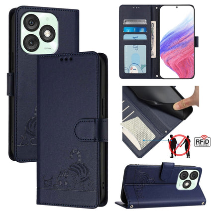 Cat Rat Embossed Pattern RFID Leather Phone Case with Lanyard, For itel Power 70, For itel A80 4G, For itel A50C, For itel A50