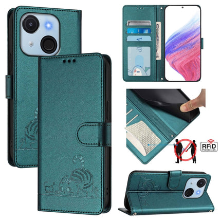 Cat Rat Embossed Pattern RFID Leather Phone Case with Lanyard, For itel Power 70, For itel A80 4G, For itel A50C, For itel A50